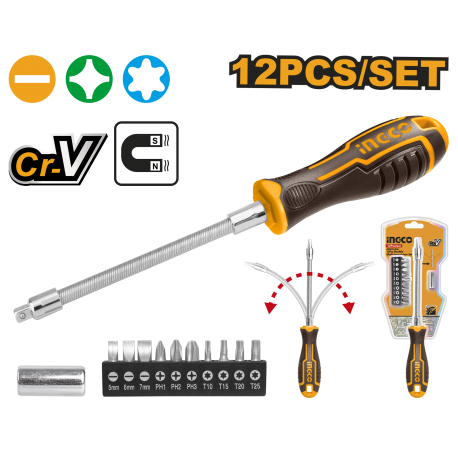 SET 12PZ CACCIAVITE FLESSIBILE CON INSERTI