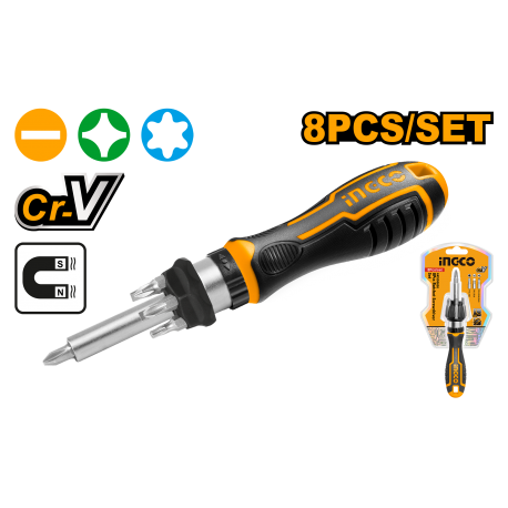 SET CACCIAVITE A CRICCHETTO CON 7 INSERTI