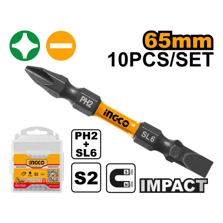 SET 10PZ CACCIAVITI BIT PH2+SL6 65MM