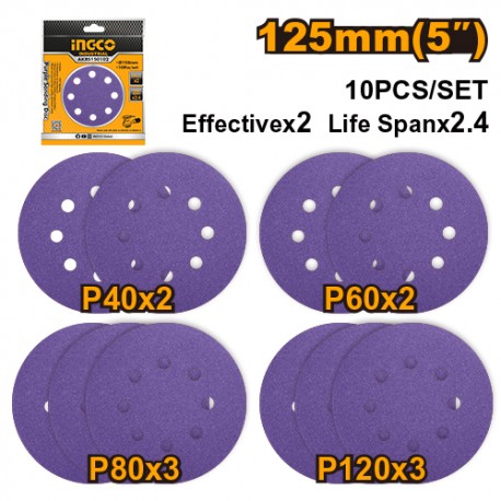 SET 10PZ CARTE ABRASIVE VIOLA 125MM P40/P60/P80/P120